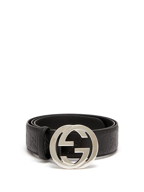 Men's Black Gucci Signature Leather Belt .